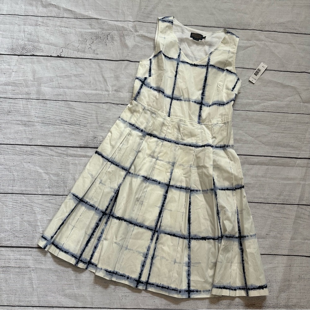 Pendleton Women's Pleat Print Dress Ivory + Blue Plaid NEW Size 4P